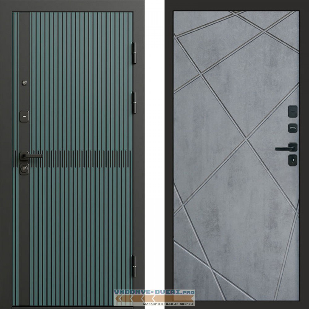 Входная дверь ГРАУНД Velutto Verde Бетон Лучи бетон темный